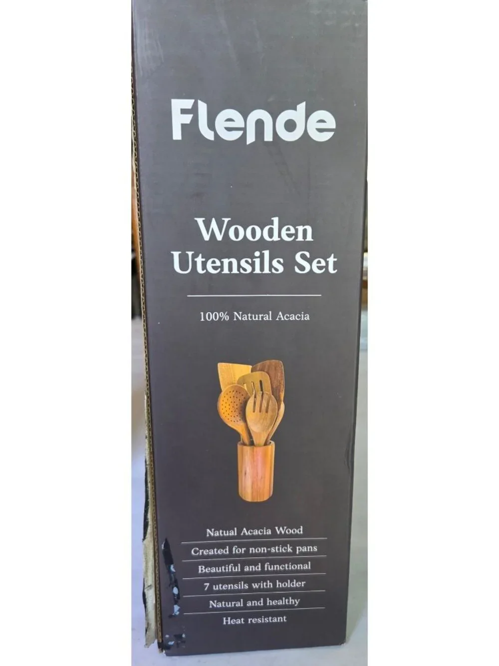 Flende Wooden Cooking Utensils Set 8-Piece Acacia Wood Natural Color